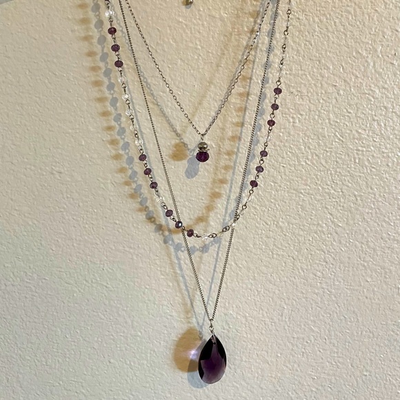 Charming Charlie Jewelry Purple Crystal Drop Necklace Poshmark